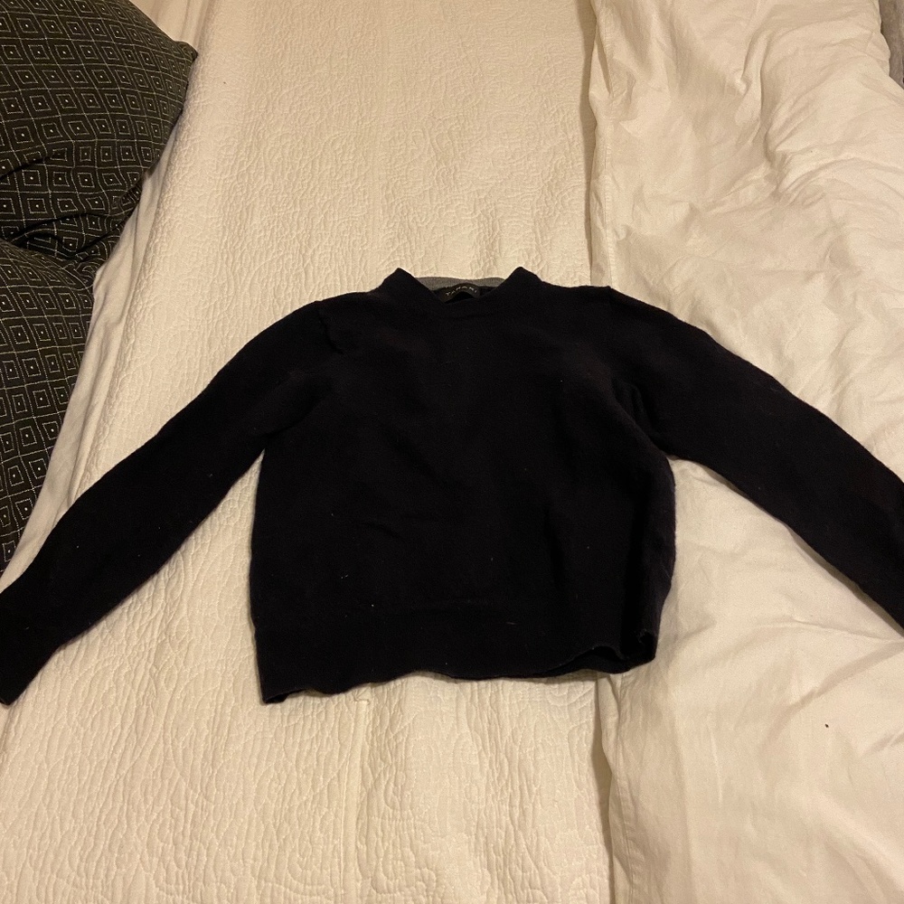 Navy crop Marino wool Tahari sweater
